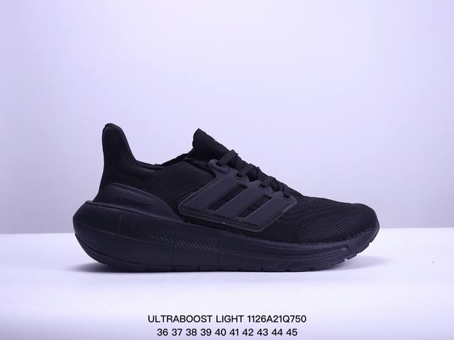 Adidas Ultraboost Light轻弹系列低帮袜套式针织透气缓震休闲运动慢跑鞋“白蓝橙”搭载light Boost中底的ultraboost跑步鞋历