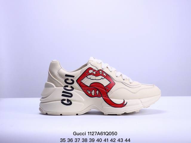 公司级gucci Rhyton Vintage Trainer Sneaker 古驰老爹鞋 5D皮革角状复古慢跑鞋 #全套专柜包装物及配件 右脚鞋舌和外盒标嵌入