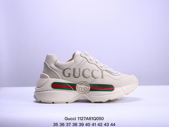 公司级gucci Rhyton Vintage Trainer Sneaker 古驰老爹鞋 5D皮革角状复古慢跑鞋 #全套专柜包装物及配件 右脚鞋舌和外盒标嵌入