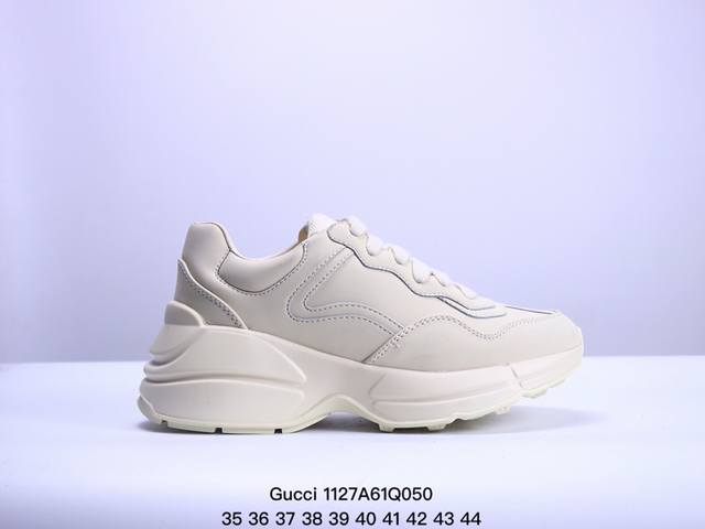 公司级gucci Rhyton Vintage Trainer Sneaker 古驰老爹鞋 5D皮革角状复古慢跑鞋 #全套专柜包装物及配件 右脚鞋舌和外盒标嵌入