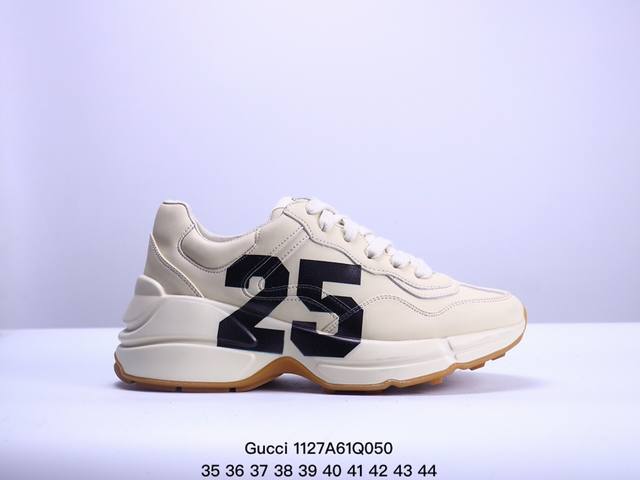 公司级gucci Rhyton Vintage Trainer Sneaker 古驰老爹鞋 5D皮革角状复古慢跑鞋 #全套专柜包装物及配件 右脚鞋舌和外盒标嵌入