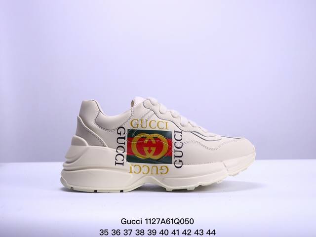 公司级gucci Rhyton Vintage Trainer Sneaker 古驰老爹鞋 5D皮革角状复古慢跑鞋 #全套专柜包装物及配件 右脚鞋舌和外盒标嵌入