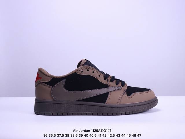 Aj1倒勾travis Scott X Air Jordan 1 ” Reverse Mocha “ Aj1乔1 Ts 闪电 倒钩 低帮文化篮球鞋 完美品质出货