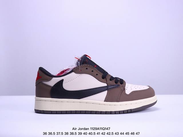 Aj1倒勾travis Scott X Air Jordan 1 ” Reverse Mocha “ Aj1乔1 Ts 闪电 倒钩 低帮文化篮球鞋 完美品质出货