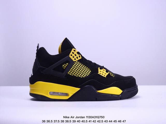 耐克nike Air Jordan 4 Retro Thunder 雷神 Aj4 乔4 迈克尔 乔丹 Aj4代 低帮复古休闲运动文化篮球鞋。秉承轻量化的速度型篮