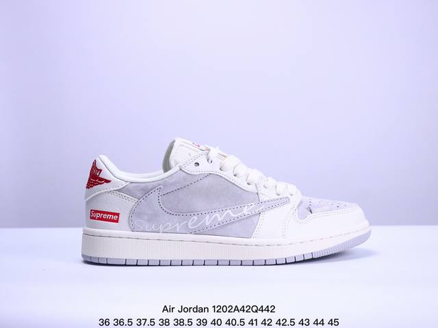 海外爆款限量发售！公司级 Nike Jordan Air Jordan 1“Nike联名 麦色” 高端定制 低帮 复古 减震 防滑 耐磨 篮球鞋 定制鞋盒 大厂