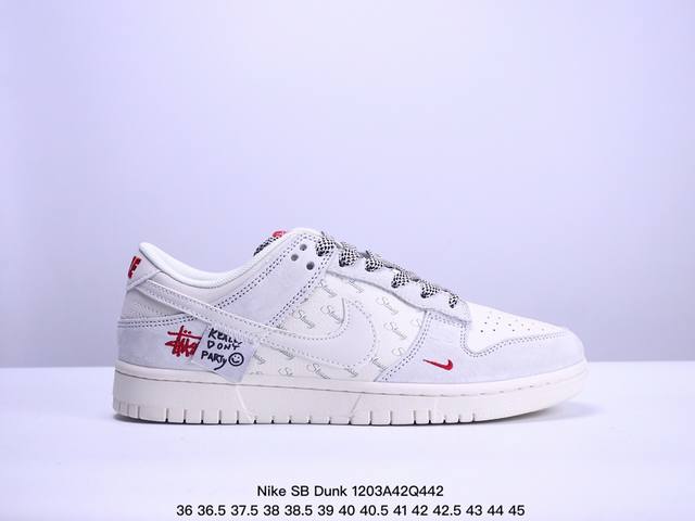 海外爆款限量发售！公司级 Nike Sb Dunk Low“斯图西联名 贴布灰白白勾” 周年高端定制 低帮休闲板鞋 定制鞋盒 大厂纯原品质出货 超高清洁度 皮料