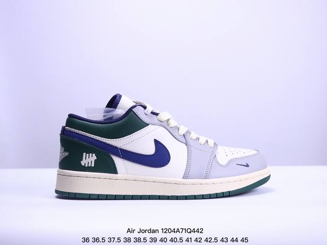 海外爆款限量发售！公司级 Nike Jordan Air Jordan 1“Un联名 灰绿蓝” 高端定制 低帮 复古 减震 防滑 耐磨 篮球鞋 定制鞋盒 大厂纯