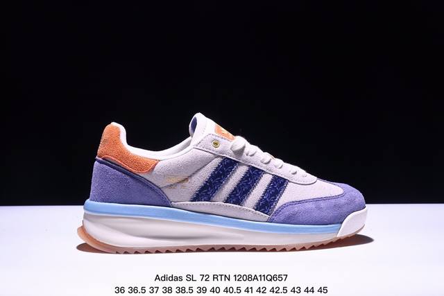 真爆公司级36-45半码 Adidas 阿迪达斯 公司级 Sl 72厚底版系列 男女鞋半码制，采用翻毛皮组合牛津布鞋面材质，内嵌环保海玻璃鞋垫，中底搭载发泡模m