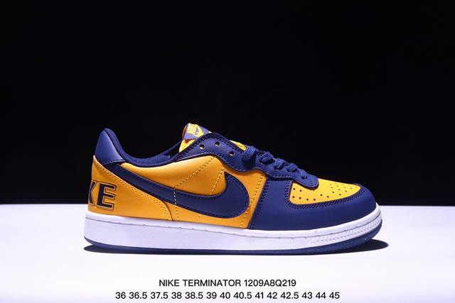 耐克 Nike Terminator Low 耐克终结者系列低帮滑板鞋 黄蓝密歇根 舒适 百搭 防滑耐磨复古运动鞋。忠于原版，延续经典。采用耐穿舒适的利落皮革，