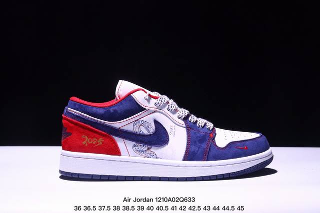 蛇年限量发售！#蛇年先行者公司级 # Jordan Air Jordan Low“蓝红高奢蛇年定制款” 个性的设计风格以及品牌的经典元素 使其成为一双具有独特身