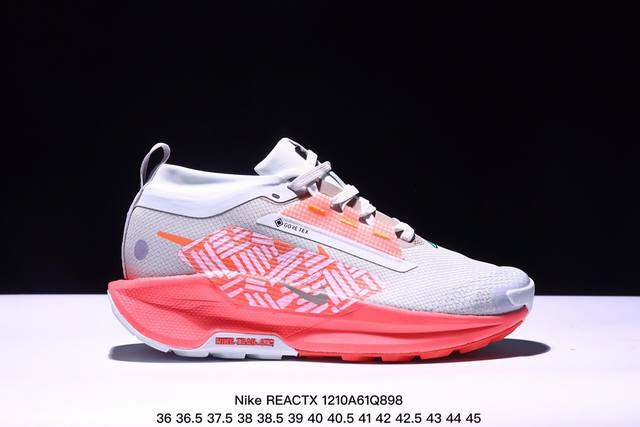 公司级nike Reactx Pegasus Trail 5 Gtx 越野跑步鞋 登月兼顾迅疾外观和稳固脚感 后跟覆面和中足动态支撑巧妙融合 缔造稳定顺畅的迈步