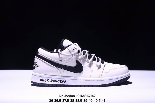 公司级头层！耐克nike Air Jordan 1 Low Aj1 乔1 解构绑带低帮潮流缓运动休闲板鞋。Aj1 低帮拼接 完美版型真头层牛皮# 内置缓震气垫