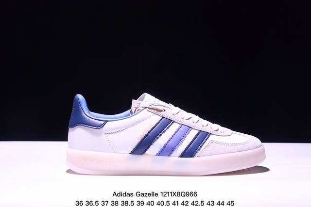 真标阿迪达斯adidas Originals Gazelle Indoor 三叶草复古防滑耐磨低帮板鞋 鞋款采用柔软的绒面革和耐用的皮革衬里融合在橡胶外底上！