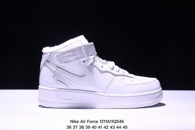 加绒加毛耐克 Nike Air Force 1 Mid 空军一号经典中帮运动休闲板鞋 货号 315123 111 码数：36 37 38 39 40 41 42