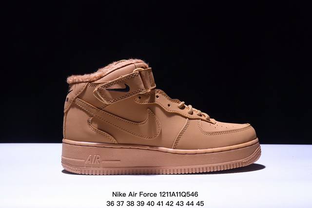 加绒加毛耐克 Nike Air Force 1 Mid 空军一号经典中帮运动休闲板鞋 货号 315123 111 码数：36 37 38 39 40 41 42