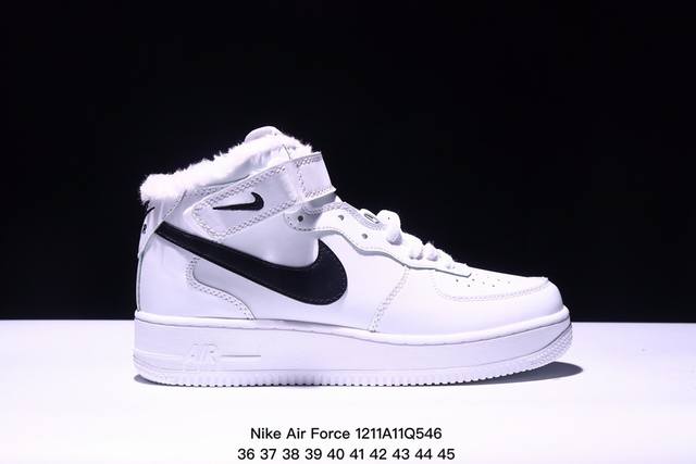 加绒加毛耐克 Nike Air Force 1 Mid 空军一号经典中帮运动休闲板鞋 货号 315123 111 码数：36 37 38 39 40 41 42