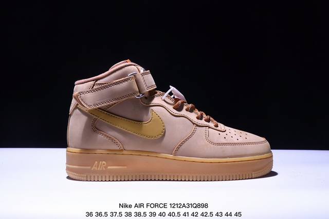 公司级耐克nike Air Force 1 Mid 07 空军一号中帮百搭休闲运动板鞋。柔软、弹性十足的缓震性能和出色的中底设计，横跨复古与现代的外型结合，造就