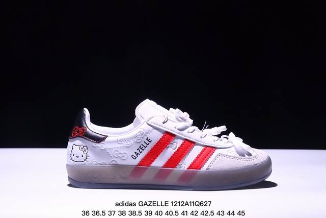 阿迪达斯hello Kitty 凯蒂猫 X Adidas Originals Gazelle Indoor “White Red Core Black”舒适百搭