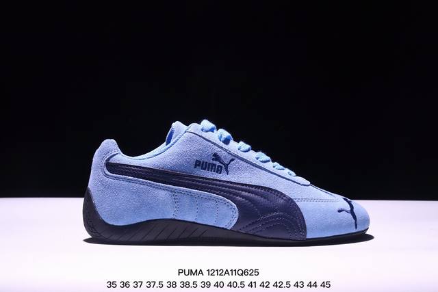 Puma 彪马 男女鞋半码制，采用翻毛皮鞋面材质，外置轻量耐磨橡胶大底薄底鞋成为潮人必备彪马puma Speedcat Og Black White 极速赛车系