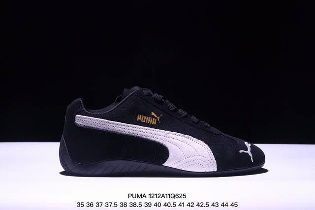 Puma 彪马 男女鞋半码制，采用翻毛皮鞋面材质，外置轻量耐磨橡胶大底薄底鞋成为潮人必备彪马puma Speedcat Og Black White 极速赛车系