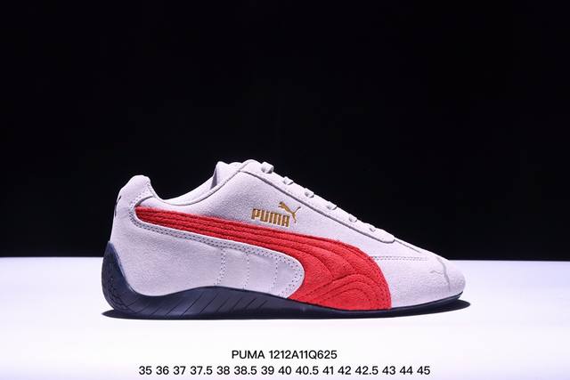 Puma 彪马 男女鞋半码制，采用翻毛皮鞋面材质，外置轻量耐磨橡胶大底薄底鞋成为潮人必备彪马puma Speedcat Og Black White 极速赛车系