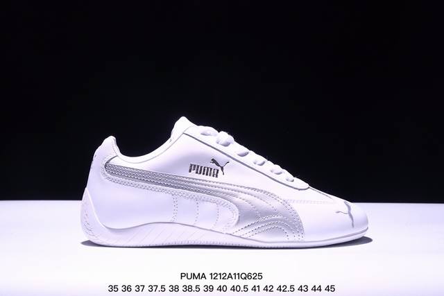 Puma 彪马 男女鞋半码制，采用翻毛皮鞋面材质，外置轻量耐磨橡胶大底薄底鞋成为潮人必备彪马puma Speedcat Og Black White 极速赛车系