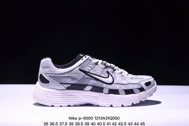 耐克nike P-6000 跑鞋内外侧都用了红色的钩子，采用透气材料，搭配匠心覆面，再现千禧年代的跑鞋风格，塑就大气外观。鞋款秉承 Nike Pegasus 2