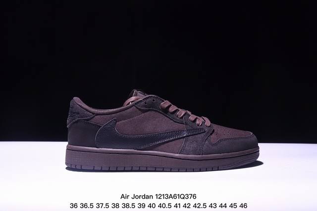 公司级aj1倒勾travis Scott X Air Jordan 1 ” Reverse Mocha “ Aj1乔1 Ts 闪电 联名倒钩 低帮文化篮球鞋 完