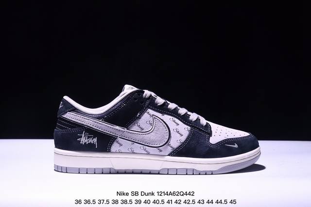 海外爆款限量发售！公司级 Nike Sb Dunk Low“ 斯图西联名 黑灰猪八英文” 周年高端定制 低帮休闲板鞋 定制鞋盒 大厂纯原品质出货 超高清洁度 皮