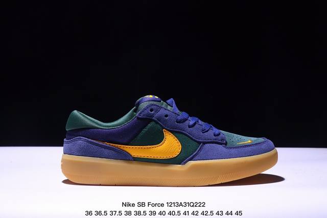 公司级耐克nike Sb Force 58低帮休闲板鞋 是一款将前沿创新带入街头的单品，它具有硫化杯底，具有出色的耐用性和灵活性。使用帆布和绒面革，在饰面上放置