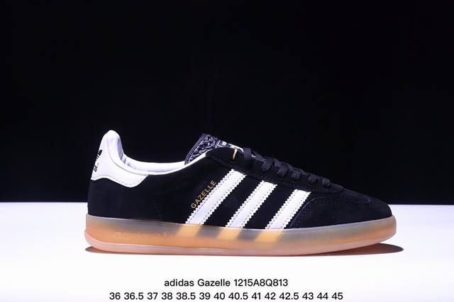 真标adidas Originals Gazelle Indoor 三叶草休闲防滑耐磨低帮板鞋 鞋头出色设计 塑就出众贴合感 稳固的后跟贴合足部曲线设计 软弹舒