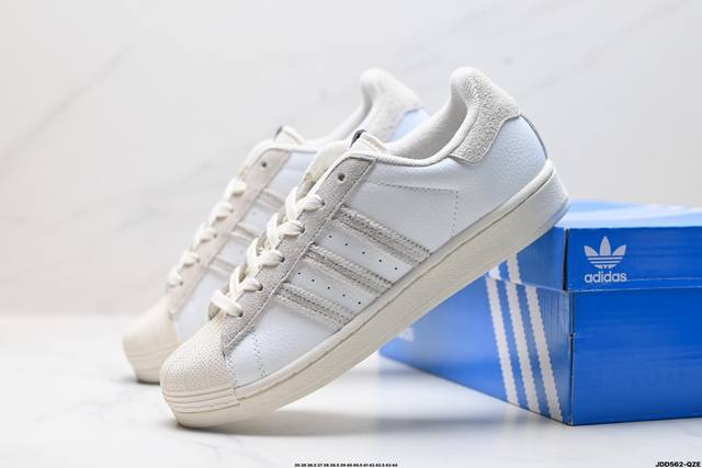 公司级阿迪达斯adidas三叶草 Originals Superstars”White Red Laceless“”黑绿 贝壳头弹力带鞋舌经典百搭休闲运动板鞋货