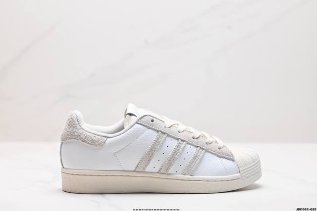 公司级阿迪达斯adidas三叶草 Originals Superstars”White Red Laceless“”黑绿 贝壳头弹力带鞋舌经典百搭休闲运动板鞋货