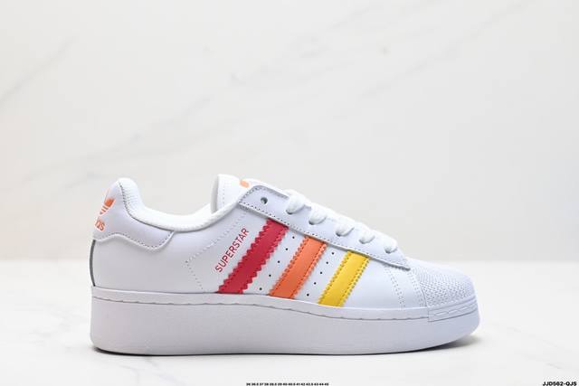 真标adidas Originals Superstar Xlg 贝壳头系列低帮厚底松糕经典百搭休闲运动板鞋 货号:If9121 尺码:35.5 36 36.5