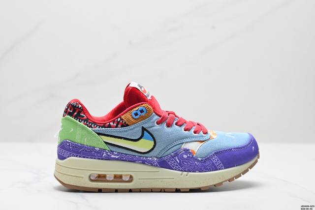 真标nike Air Max 1 耐克气垫 缓震 耐磨运动鞋 鞋身材质均选择皮革 织物 麂皮多种材质覆盖 保证质感的前提下 层次感也相当不错 带有开窗式 Air