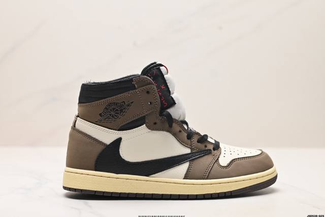 公司级aj1倒勾travis Scott X Air Jordan 1 ” Reverse Mocha “ Aj1乔1 Ts 闪电 联名倒钩 高帮文化篮球鞋 完