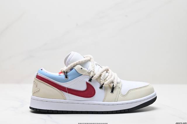 公司级air Jordan 1 Low 绑带白黑蓝 官方同步新色 原装级产物 拒绝公底 立体鞋型 细节完美 高清洁度 购置公司同步原材料 原汁原味 忠于原版 货