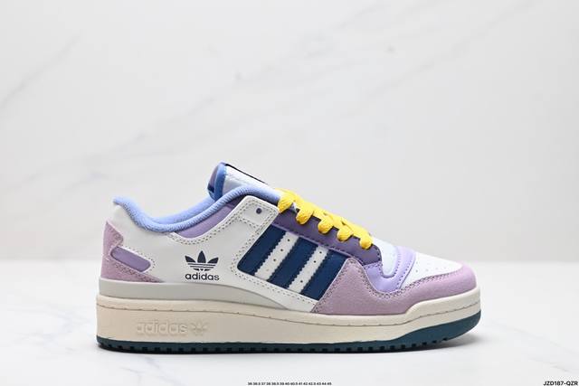 真标阿迪达斯 Adidas Forum Low 低帮百搭潮流休闲运动板鞋 以复古篮球鞋的外形为基础，采用皮革拼接，简约百搭，更加贴合舒适。中底内侧网格造型起到点