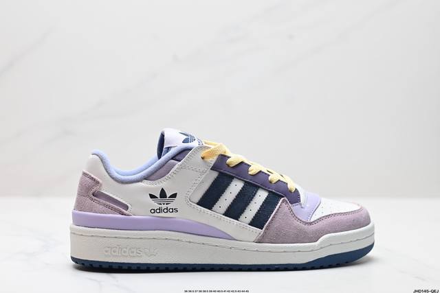 公司级阿迪达斯 Adidas Forum Low 低帮百搭潮流休闲运动板鞋 以复古篮球鞋的外形为基础，采用皮革拼接，简约百搭，更加贴合舒适。中底内侧网格造型起到