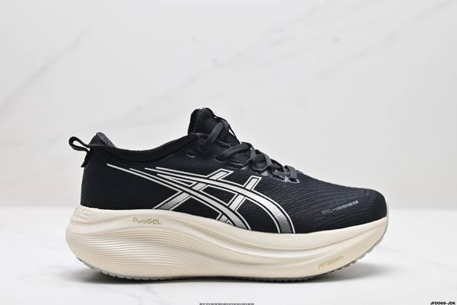 公司级asics Gel-Nimbus 27 舒适防滑耐磨低帮休闲跑步鞋 鞋底采用了轻质发泡材料 并在后跟和前掌处采用了asics亚瑟士核心科技-Gel缓震胶