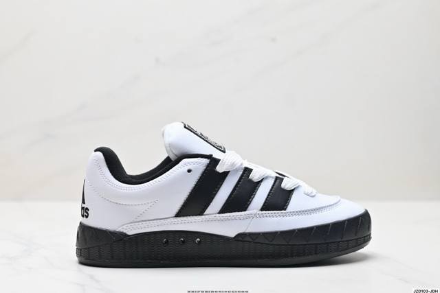 公司级adidas Adimatic Low 马蒂奇系列低帮 复古鲨鱼面包鞋运动休闲滑板板鞋 整个鞋面由色彩艳丽的麂皮制成 搭配品牌标志性大尺寸三条纹 Logo