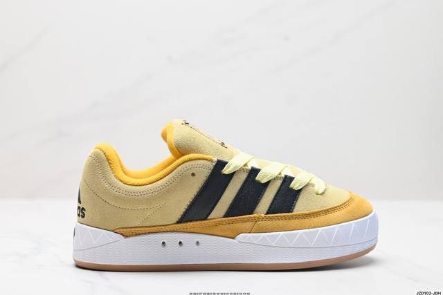 公司级adidas Adimatic Low 马蒂奇系列低帮 复古鲨鱼面包鞋运动休闲滑板板鞋 整个鞋面由色彩艳丽的麂皮制成 搭配品牌标志性大尺寸三条纹 Logo