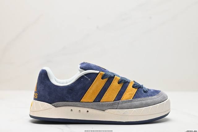 公司级adidas Adimatic Low 马蒂奇系列低帮 复古鲨鱼面包鞋运动休闲滑板板鞋 整个鞋面由色彩艳丽的麂皮制成 搭配品牌标志性大尺寸三条纹 Logo