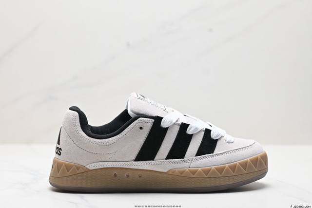 公司级adidas Adimatic Low 马蒂奇系列低帮 复古鲨鱼面包鞋运动休闲滑板板鞋 整个鞋面由色彩艳丽的麂皮制成 搭配品牌标志性大尺寸三条纹 Logo