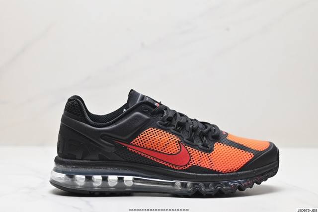 公司级nike Air Max 2013 联名气垫跑鞋 整体依旧以stussy标志性的麻布编织材质覆盖 鞋身大面积采用了网眼材质为主 并且后跟部分还带有反勾sw