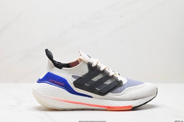 真标阿迪达斯adidas Ultraboost Ub21全掌爆米花休闲运动跑鞋 采用网材搭配反光皮革鞋面 配上stretchweb网格外底和boost中底 货号