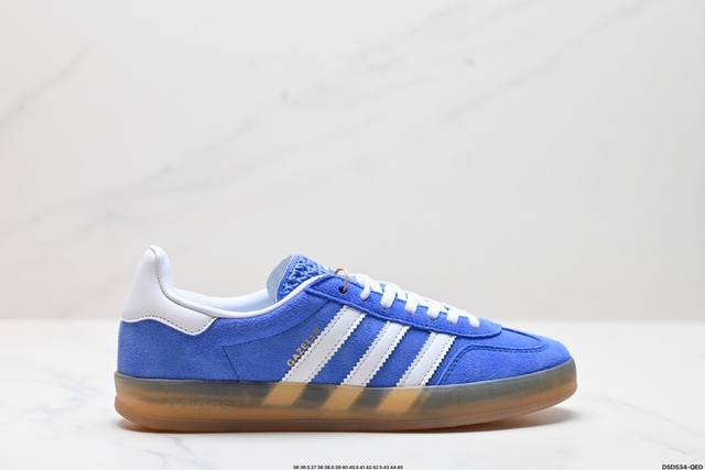 真标adidas Originals Gazelle Indoor 三叶草休闲防滑耐磨低帮板鞋 鞋头出色设计 塑就出众贴合感 稳固的后跟贴合足部曲线设计 软弹舒