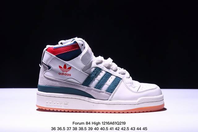 公司级阿迪达斯 Adidas Originals Forum 84 High “Champions” 白绿红 雄鹿 魔术贴高帮复古系带百搭休闲运动板鞋。外露轻量