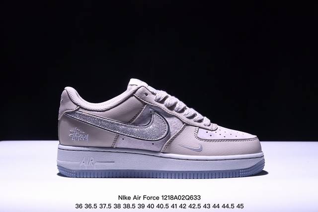 海外限量发售！公司级nike Air Force 1 '07 Low “斯图西联名--满天星双勾”空军一号 低帮 运动鞋 休闲鞋 折边针车 工艺难度大 原楦头原